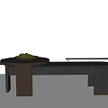 CCD Reception Desk End View Desk Moss Strip Case 3d model