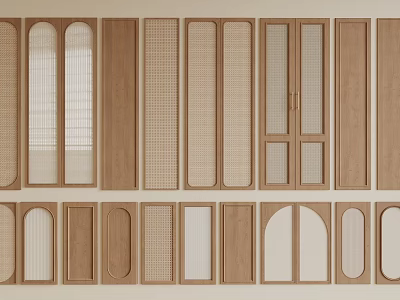 Different Wooden Wall Paneling Designs With Arch Rectangular Grid And Lattice Patterns 3d model