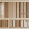 Different Wooden Wall Paneling Designs With Arch Rectangular Grid And Lattice Patterns 3d model