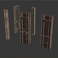 Architectural Scene Components With Textured Metal And Wooden Structural Elements