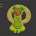 Cute Pink Dragon Character Toy Figure With Blue Belly And Gray Horns