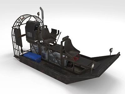 Unique Water Transport Vehicle With Metal Frame Cage Design Seats And Blue Storage Box 3d model