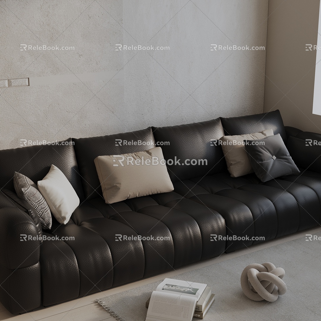 Modern three-seat sofa 3d model