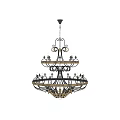Vintage Multi tiered Metal Chandelier With Gold And Black Candle Holders Design
