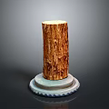 Natural Wooden Log Cylinder with Sturdy Stone Base for Decorative