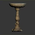 Antique Ornate Pedestal Sink With Intricate Carved Base And Marble Basin