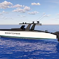 Midnight Express Sport Yacht Black And White Exterior Sailing On Blue Water