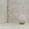 White Cylindrical And Spherical Architectural Components Against Gray Textured Wall 3d model