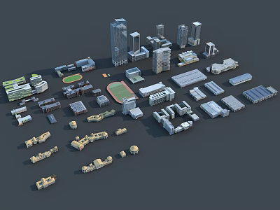 Modern Commercial Complex With Diverse Architectural Structures And Urban Facilities 3d model