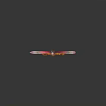 Decorative Ornament Set With Golden Spherical Accents Red Base And Colorful Striped Details