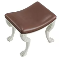Stylish Sofa Stool With Brown Leather Cushion And White Braided Claw Shaped Legs