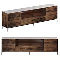 Modern Wooden TV Stand With Open Storage Drawers And Metal Legs