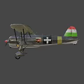 Vintage Biplane Fighter Plane With Red Nose And Hungarian Flag Insignia