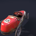 Vintage Race Car With Red And White Body Metal Grille And Leather Straps