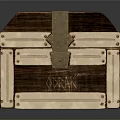 Vintage Wooden Treasure Chest With Golden Buckle Metal Straps And Bank Engraving