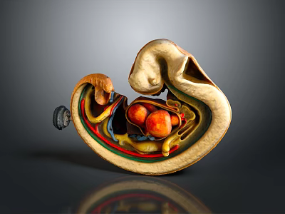 Detailed Human Ear Organ Anatomical Model With Internal Structures And Hair 3d model