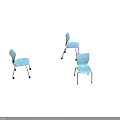 Blue Single Chair With Wheels Plastic Seat And Metal Frame Design