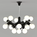 Modern Abstract Pendant Light With Black Frame And White Globe Bulbs 3d model