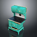 Vintage Green Kitchen Stove With Retro Design Classic Style And Metal Accents