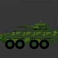 Tactical Green Camouflage Military Vehicle With Six Wheeled Structure And Roof Antenna