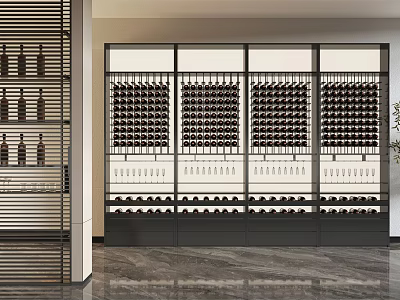 Modern Wine Cabinet With Glass Doors And Storage For Wine Bottles And Glasses 3d model