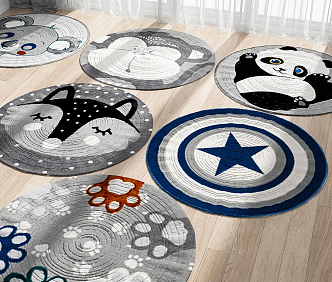 Modern Round Carpet Children's Carpet Combo 3d model