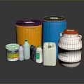 Household Supplies Containers Including Plastic Barrels Bottles And Jars In Different Sizes And Colors