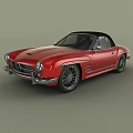 Red Convertible Car With Black Top And Stylish Alloy Wheels Design