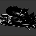 Dragon Shaped Weapon 3D Model With Black Metallic Design And Intricate Coiled Body