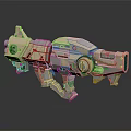 Futuristic Sci-Fi Weapon With Beige Silver Body Red Accent Lines And Intricate Mechanical Design