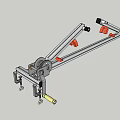 Portable Folding Metal Support Frame With Red Components And Wheels Structure 3d model