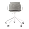 Modern Gray Fabric Office Chair With Armrests Metal Base And Swivel Wheels