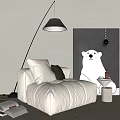 Modern Lazy Sofa Single Sofa Side Floor Lamp Decorative Painting 3d model