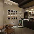 Modern Milk Tea Shop Interior With Cozy Wooden Tables Bar Counter And Green Plants