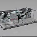 Sci Fi Control Platform With Black Humanoid Figure Metallic Structures And Control Panels 3d model