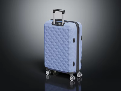 Light Blue Diamond Pattern Hard Shell Suitcase With Telescopic Handle And Spinner Wheels 3d model