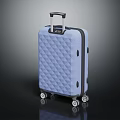 Light Blue Diamond Pattern Hard Shell Suitcase With Telescopic Handle And Spinner Wheels