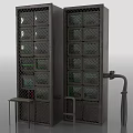 Metal Server Racks With Mesh Doors Compartments And Workbench For Computer Data Center Equipment 3d model