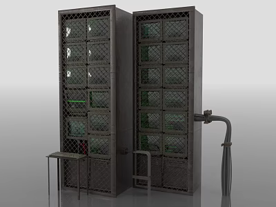 Metal Server Racks With Mesh Doors Compartments And Workbench For Computer Data Center Equipment 3d model