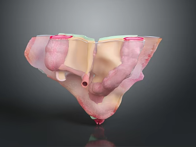 3D Anatomical Illustration of Human Organs and Hair Structures With Detailed Medical View 3d model