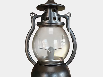Vintage Table Lamp With Metal Frame Transparent Glass Shade And Handle Design 3d model