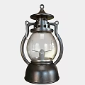 Vintage Table Lamp With Metal Frame Transparent Glass Shade And Handle Design