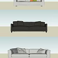 modern double sofa double sofa fabric leather 3d model