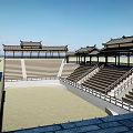 Traditional Chinese Open Air Theater With Tiered Seats And Classic Roofs