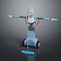 Computer Controlled Robotic Device With Wheeled Base Extended Arms And Cleaning Tool