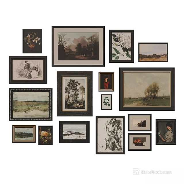 Decorative Picture Frames Collection With Various Styles And Artwork For Home Wall Decor 3d model 