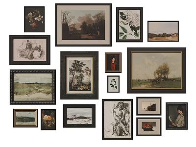 Decorative Picture Frames Collection With Various Styles And Artwork For Home Wall Decor 3d model