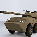 Military Functional Vehicle With Long Barrel Weapon And Six Wheels Armored Structure