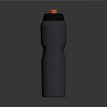 Purple Water Bottle With Black Lid And Orange Button On Simple Gray Background