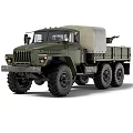 Green Military Truck With Canvas Covered Cargo Bed And Six Wheel Drive